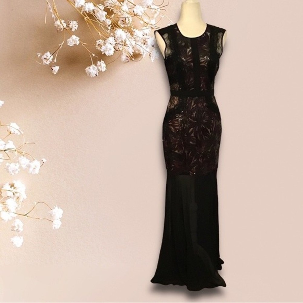 BCBGMaxAzria Black Lace Prom Dress